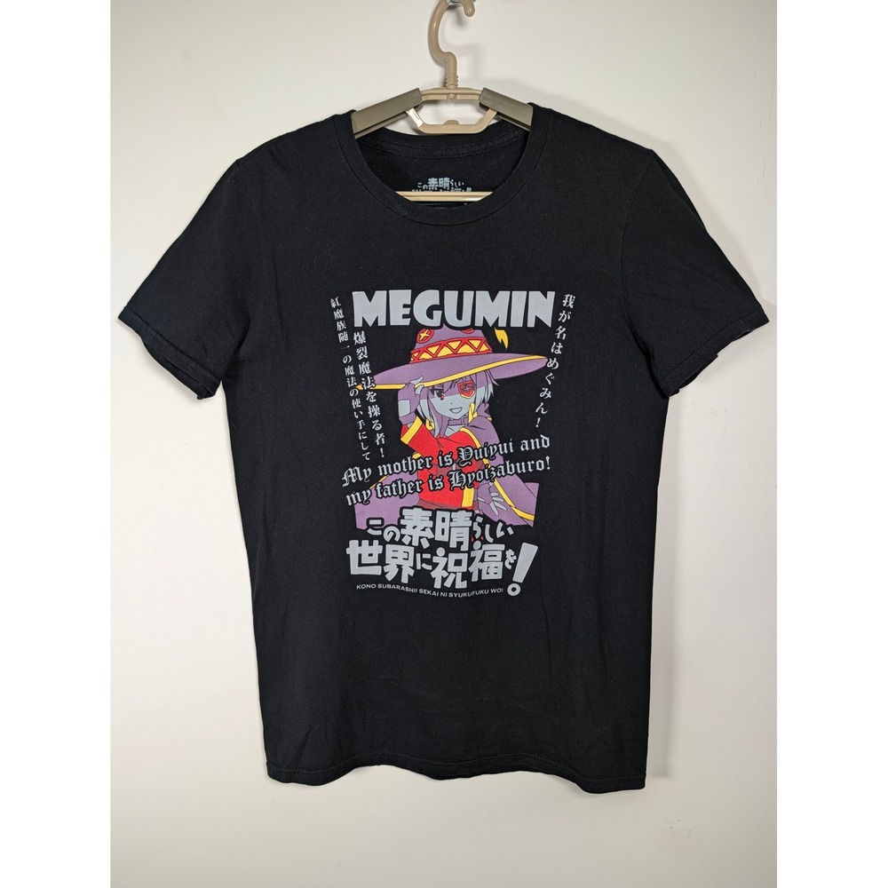 Crunchyroll Konosuba Megumin Mens T-Shirt 100% Cotton Black Regular Fit S